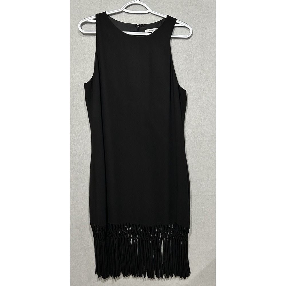 Naked Zebra‎ Shift Dress Womens Size large Fringe Hem Black Whimsigoth Flapper